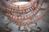 Czech Glass Beads 3x6mm Heishi Transparent Glass with Etched, Copper and AB Finishes